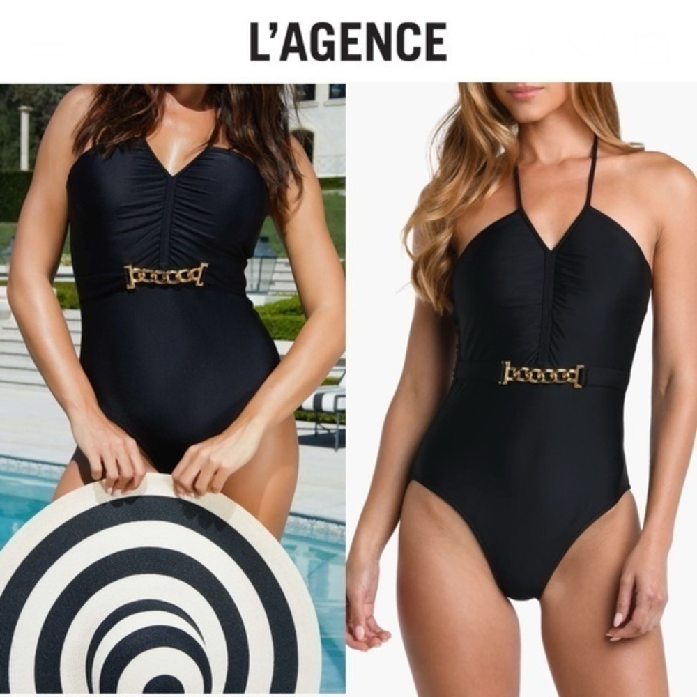L'agence Leila Halter One-Piece Swimsuit in Black sz XS NWT 275$